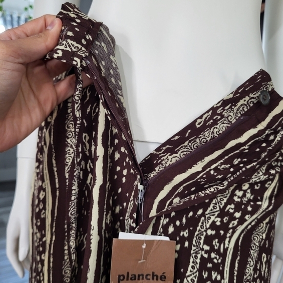 PLANCHE - Women's Striped Tribal  Elastic Waist Loose Straight Leg Long Pants - Picture 7 of 10